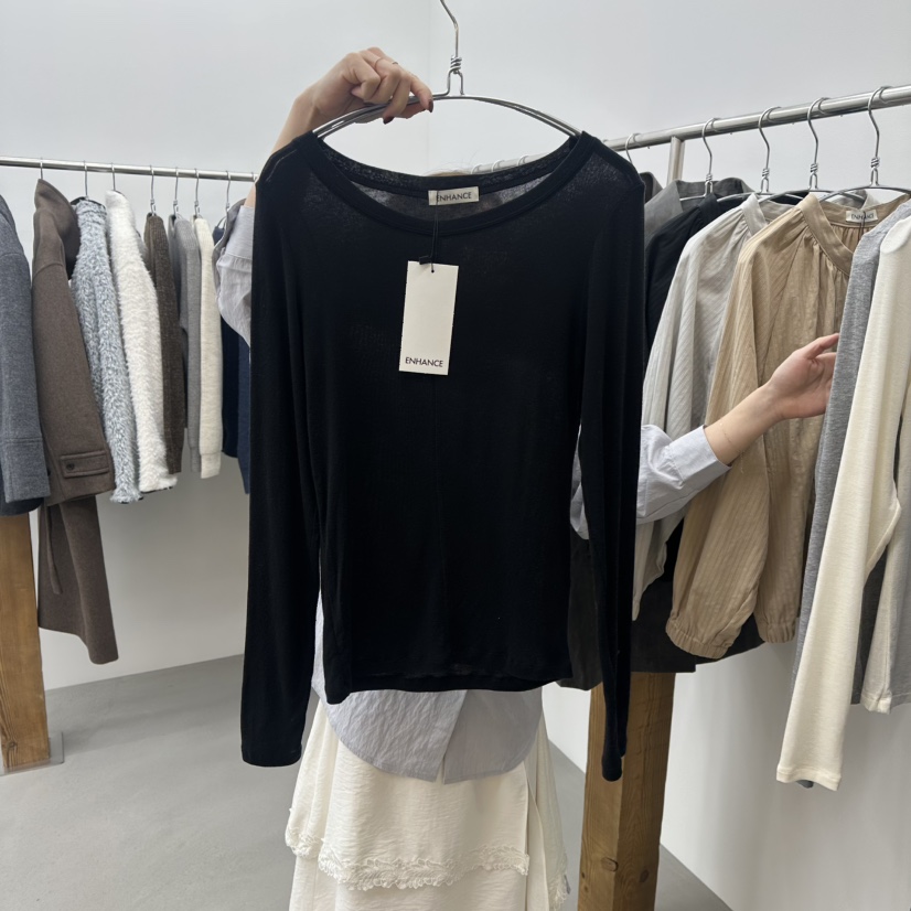 ENHANCE㊣東大門實拍女士新款職業時尚真品長袖T恤天絲春款ENHANCE長袖T恤圖色3