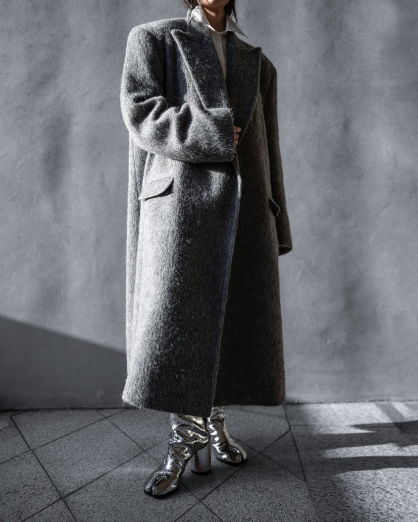 PAPERMOON㊣東大門代購女士新款熱賣職業休閑中長款大衣馬海毛paper moon中長款大衣