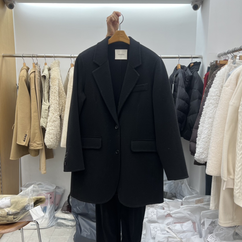 DRESS ROOM㊣東大門實拍女裝新品推薦人氣職業中長款大衣羊絨DRESS ROOM中長款大衣圖色2