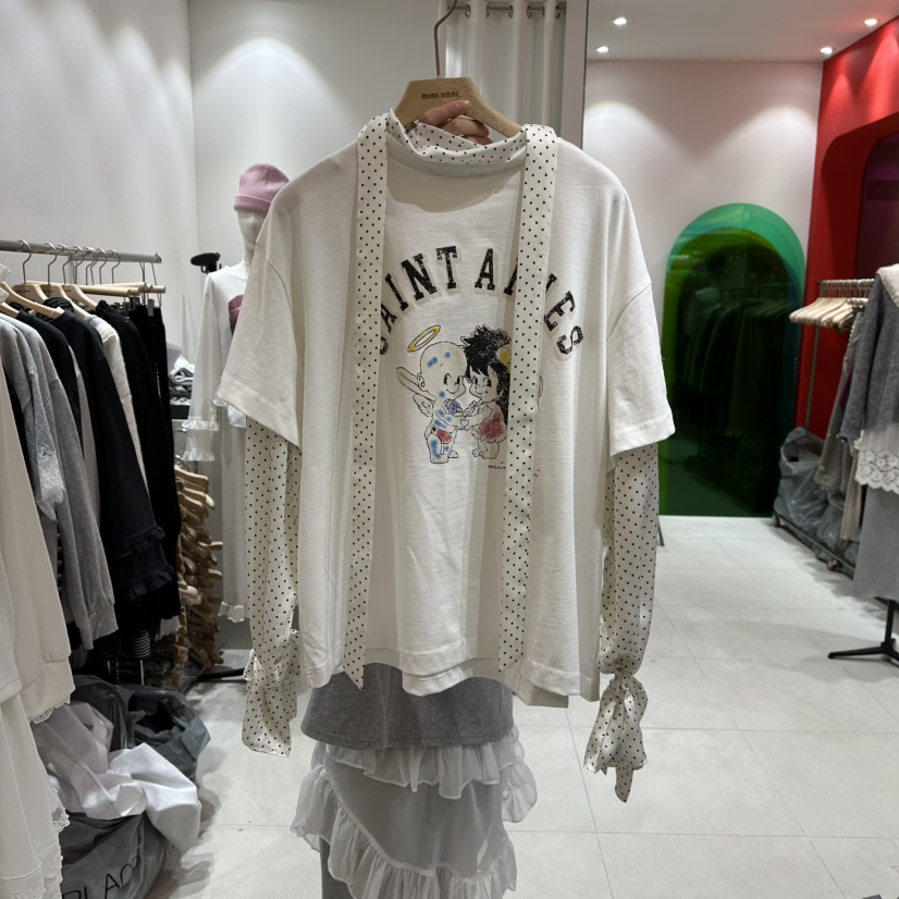 MINI UNNI㊣東大門實拍女士新品職業人氣真品長袖T恤假兩件MINI UNNI長袖T恤圖色1