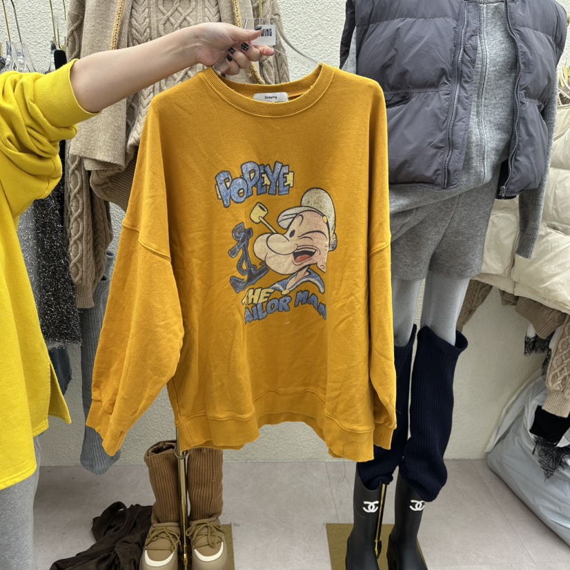 DRAWING㊣東大門實拍女裝新款熱賣人氣時尚衛衣大力水手春款DRAWING衛衣圖色2