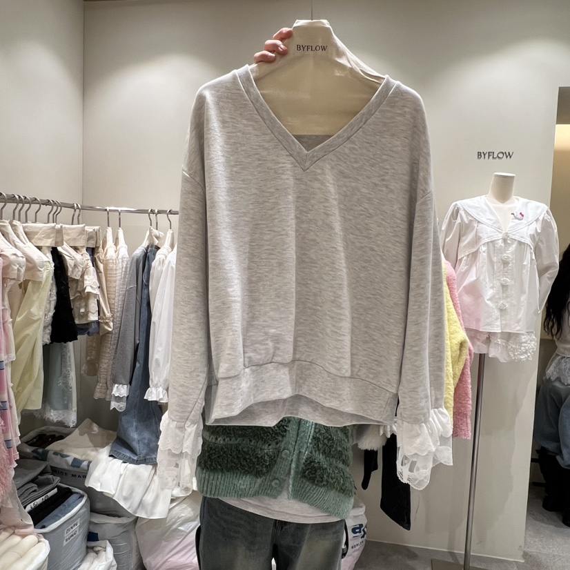 BY FLOW㊣東大門實拍女士新品時尚熱賣推薦人氣長袖T恤春款BY FLOW長袖T恤圖色1