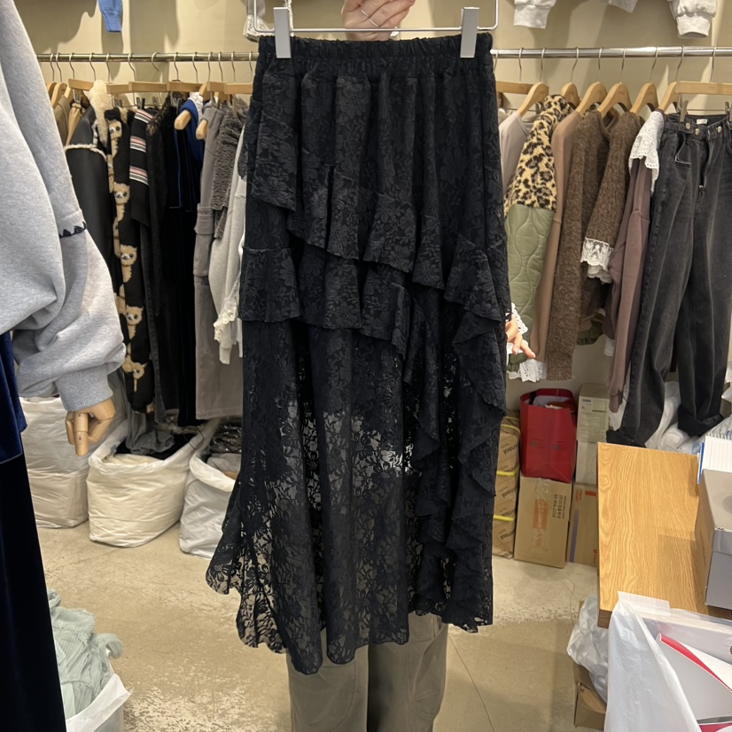 J PEAK/BY FLOW韓國代購㊣女士新品職業半身裙中短裙春款蕾絲J PEAK半身裙/中短裙