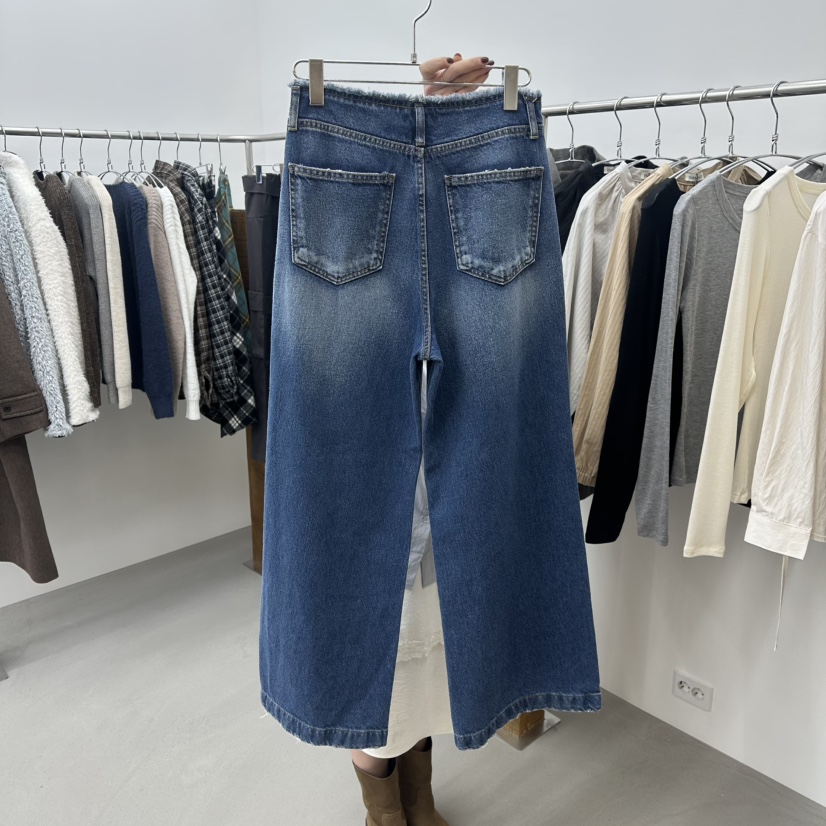 ENHANCE㊣東大門代購女裝新品推薦職業休閑真品牛仔褲春款紐扣ENHANCE牛仔褲