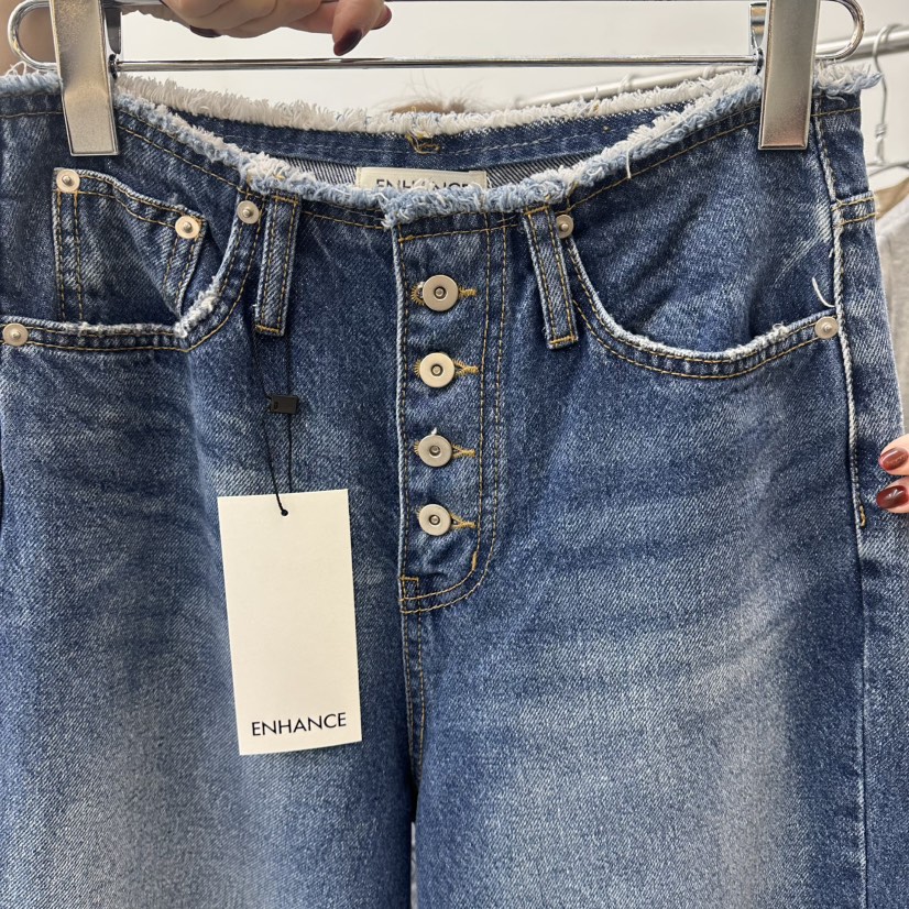 ENHANCE㊣東大門代購女裝新品推薦職業休閑真品牛仔褲春款紐扣ENHANCE牛仔褲
