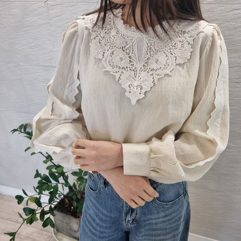 2nd B-S韓國代購㊣女裝新品推薦休閑時尚人氣襯衫蕾絲衫刺繡2nd B-S襯衫/蕾絲衫圖色2