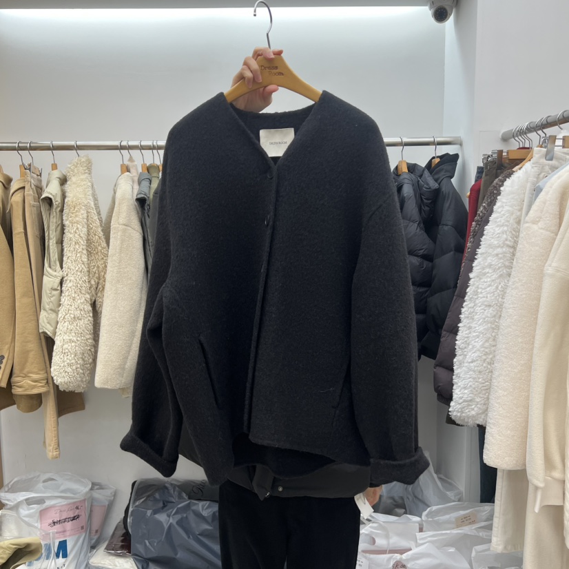 DRESS ROOM韓國直郵㊣女裝新款熱賣推薦短款大衣羊駝毛手工DRESS ROOM短款大衣圖色2