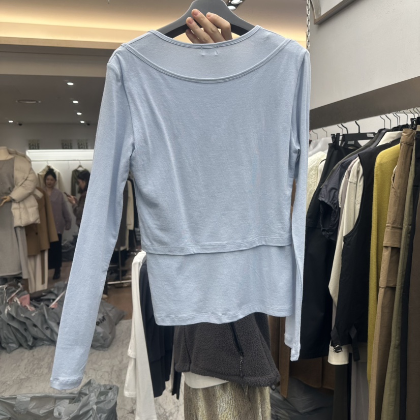 KARE/WEREPIECE韓國代購㊣女士新款25秋冬長袖T恤假兩件天絲春款KARE/WEREPIECE長袖T恤