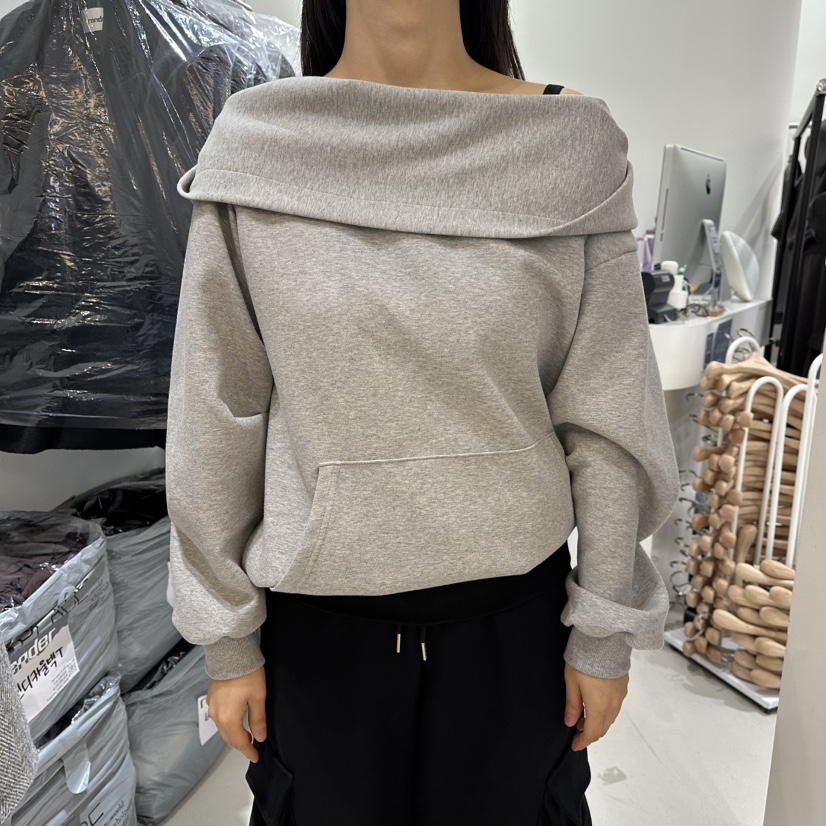 RENDER東大門㊣實拍女裝新品職業時尚人氣衛衣連帽衫春款露肩RENDER衛衣圖色1