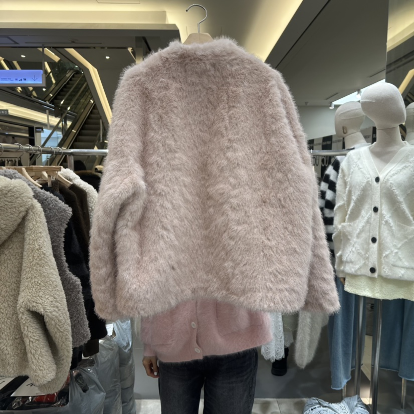 XPARTY韓國直郵㊣女裝新品人氣推薦25秋冬休閑短款大衣皮草XPARTY短款大衣