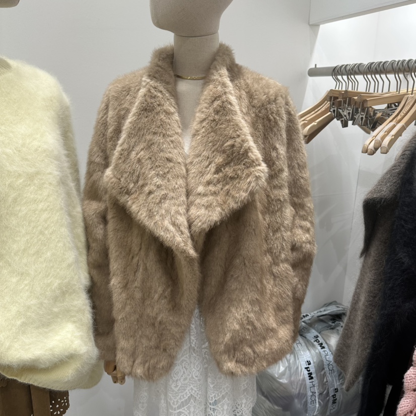 XPARTY韓國直郵㊣女裝新品人氣推薦25秋冬休閑短款大衣皮草XPARTY短款大衣圖色1