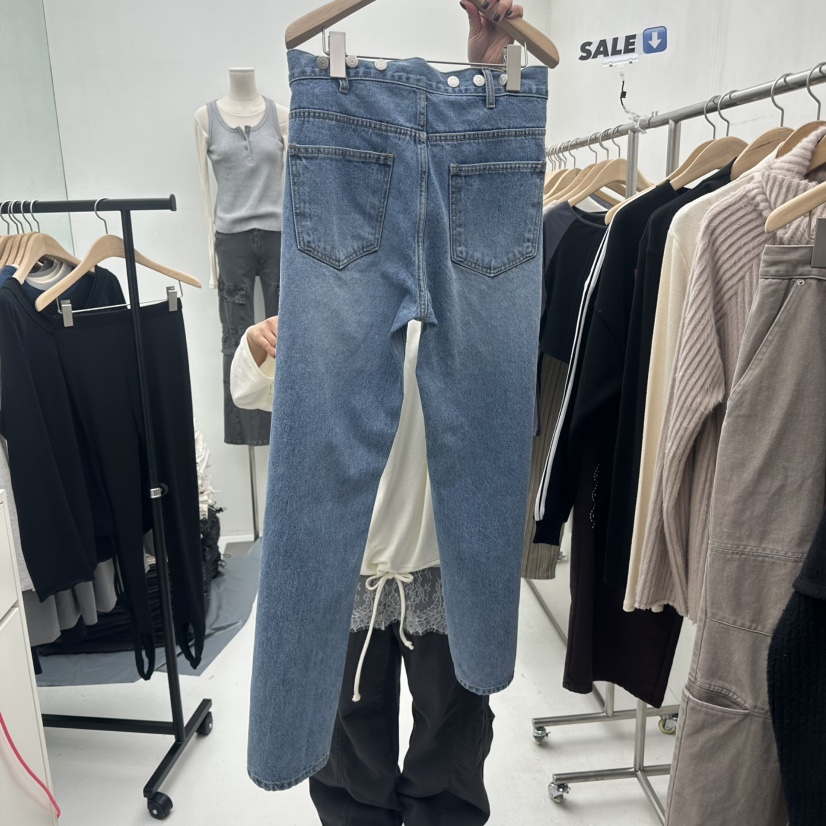 CHAV韓國代購㊣女士新品25秋冬熱賣休閑時尚職業牛仔褲春款CHAV牛仔褲