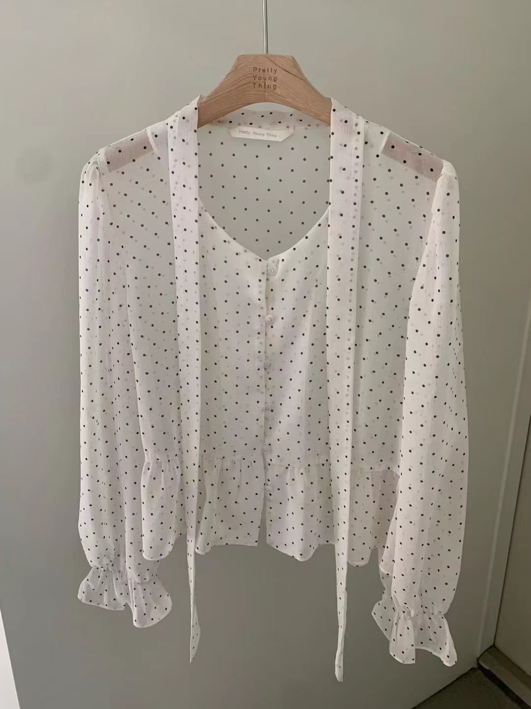 PYT-ot㊣東大門實拍女士新款休閑26春夏職業時尚襯衫蕾絲衫pretty young thing襯衫/蕾絲衫圖色1