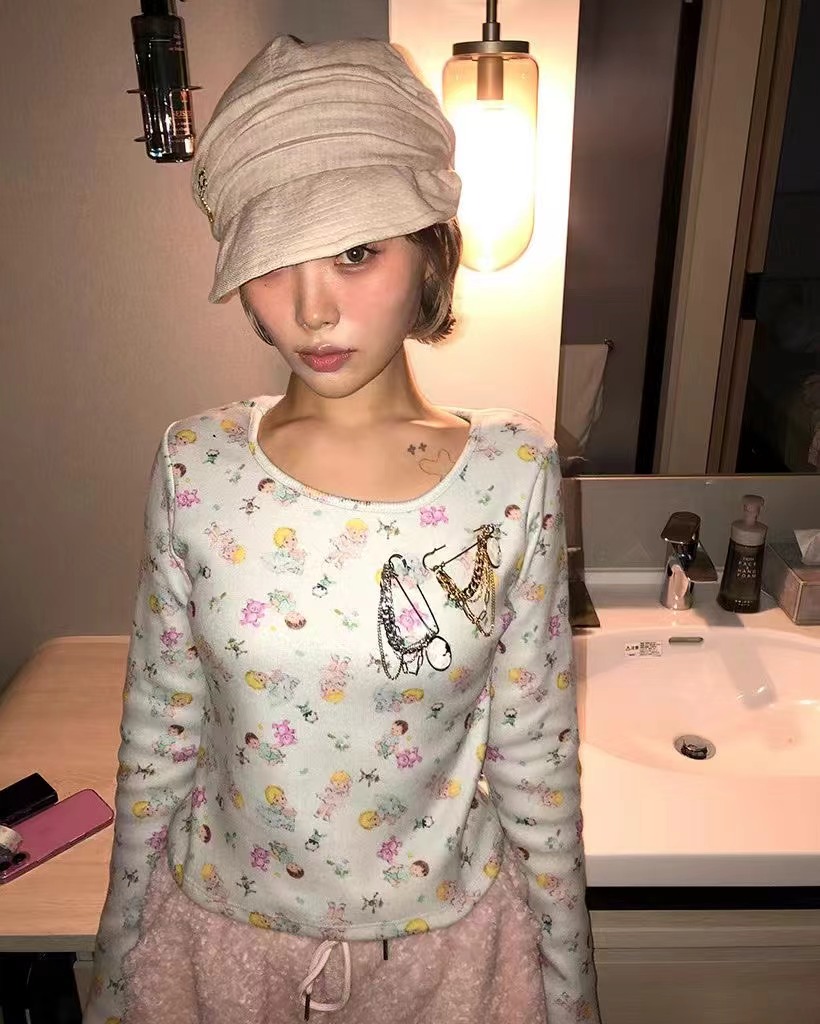 I I韓國代購㊣女士新款休閑推薦人氣熱賣26春夏真品長袖T恤ITSSONG長袖T恤