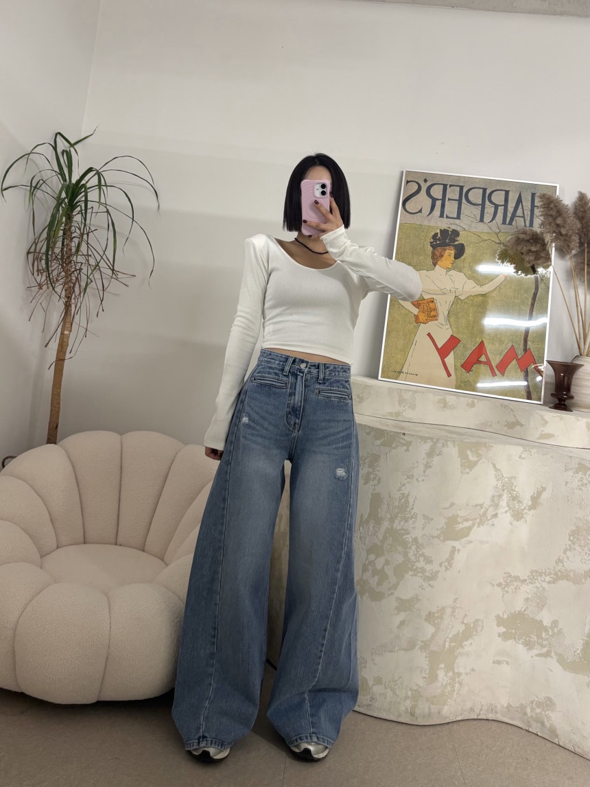 AMOOD㊣東大門實拍女士新款26春夏熱賣真品牛仔褲水洗牛仔布AMOOD牛仔褲