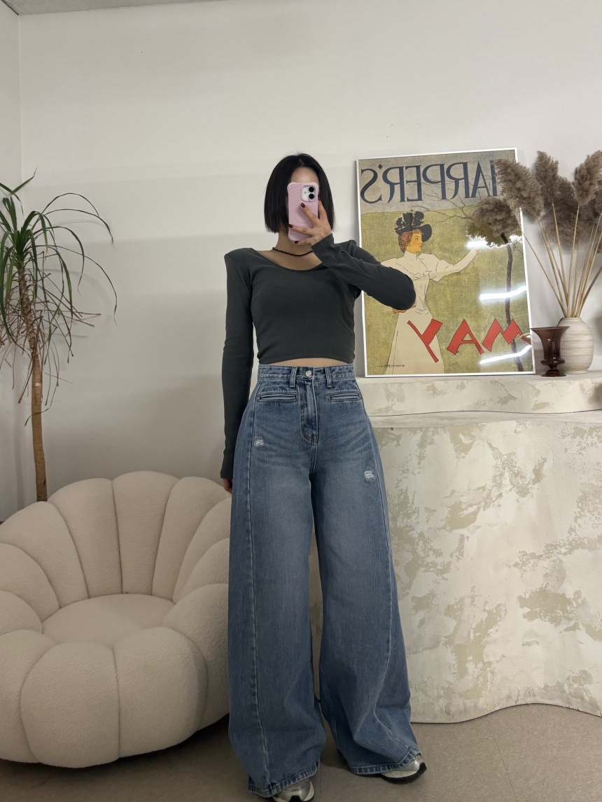 AMOOD㊣東大門實拍女士新款26春夏熱賣真品牛仔褲水洗牛仔布AMOOD牛仔褲