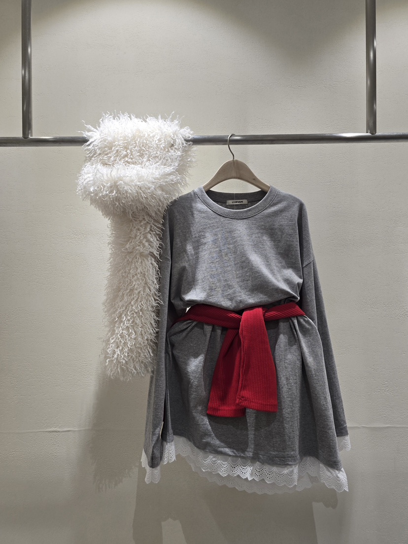 LIKEVAM㊣東大門代購女裝新品時尚熱賣推薦26春夏長袖T恤蕾絲LIKEVAM長袖T恤