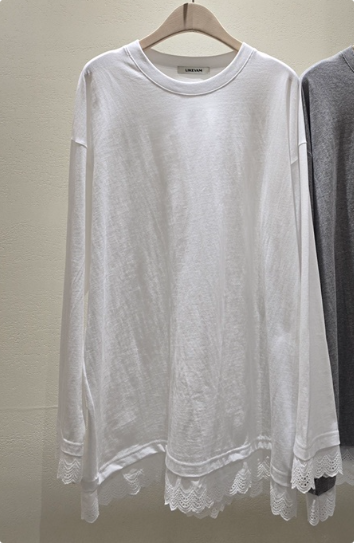 LIKEVAM㊣東大門代購女裝新品時尚熱賣推薦26春夏長袖T恤蕾絲LIKEVAM長袖T恤圖色1