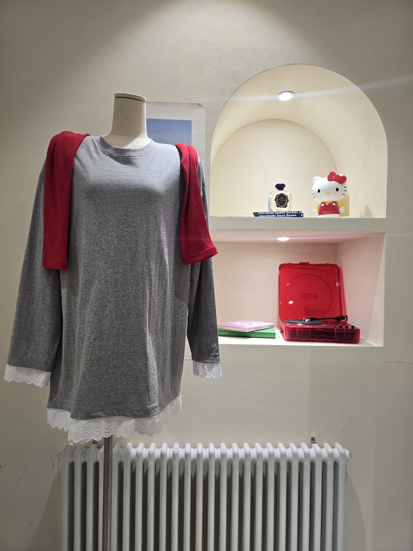 LIKEVAM㊣東大門代購女裝新品時尚熱賣推薦26春夏長袖T恤蕾絲LIKEVAM長袖T恤圖色2