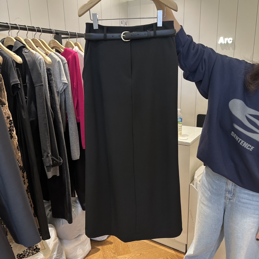 ARC㊣東大門代購女裝新款熱賣人氣推薦真品長裙不含腰帶春款ARC EN CIEL長裙圖色2黑色