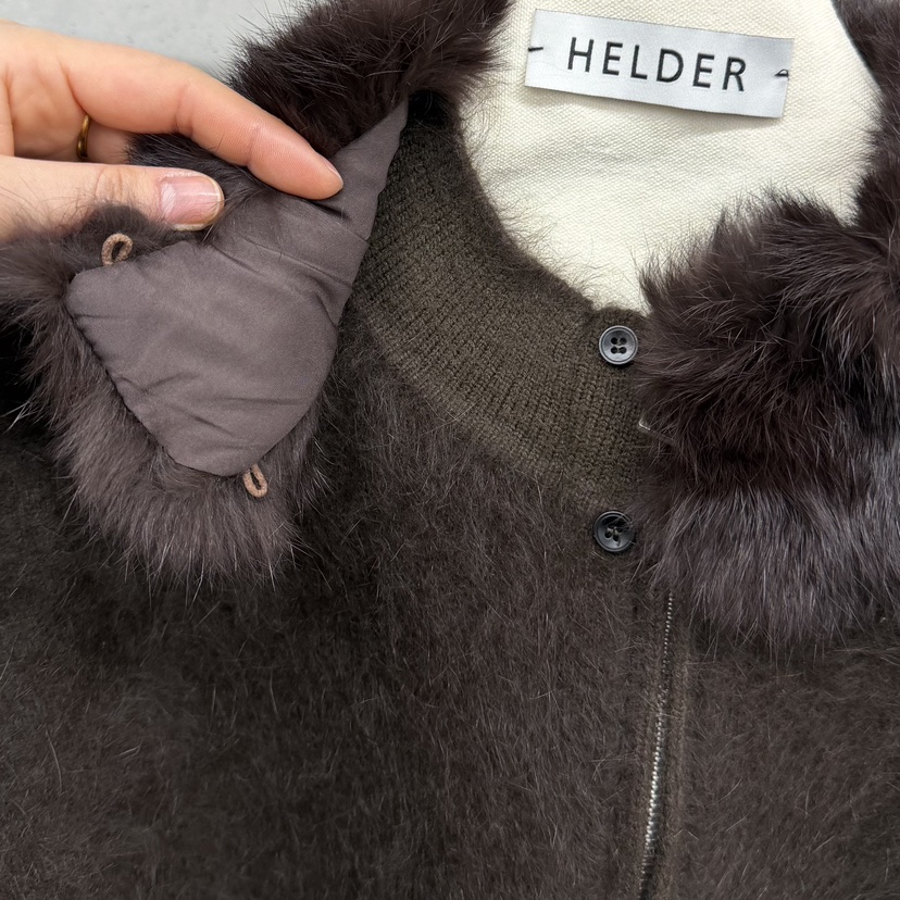 HELDER-P韓國代購㊣女裝新品職業26春夏短款大衣毛領可拆可拆卸HELDER短款大衣