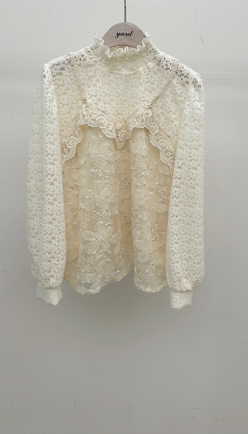 YARD㊣東大門代購女士新款人氣推薦休閑職業襯衫蕾絲衫刺繡YARD襯衫/蕾絲衫圖色1