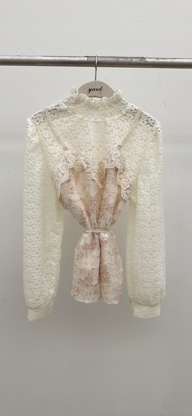 YARD㊣東大門代購女士新款人氣推薦休閑職業襯衫蕾絲衫刺繡YARD襯衫/蕾絲衫圖色2