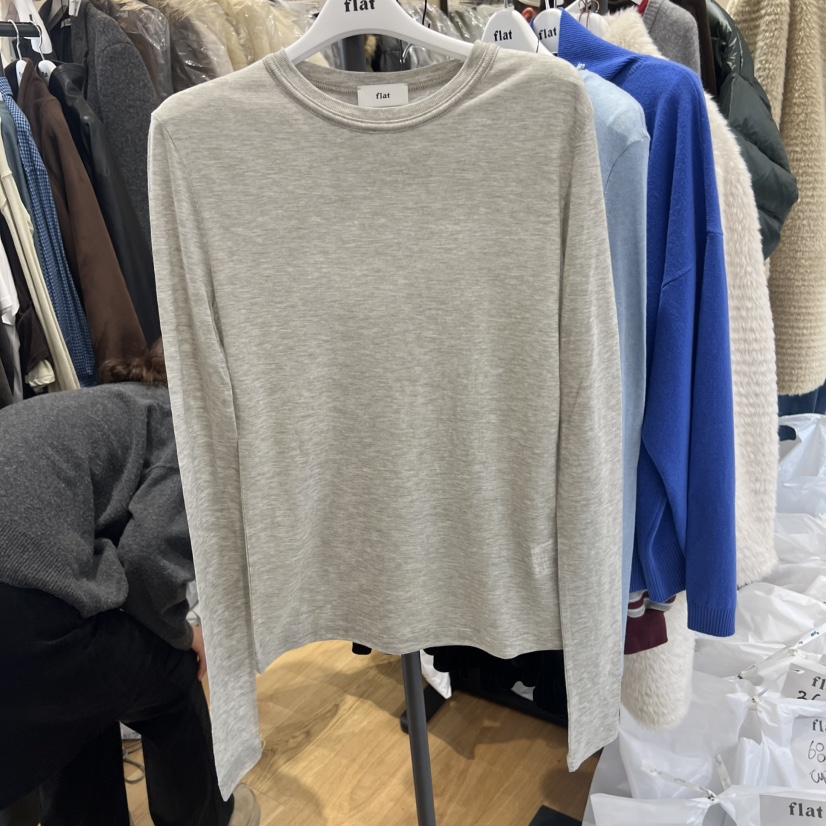 FLAT㊣東大門代購女士新品真品時尚熱賣職業休閑長袖T恤天絲FLAT長袖T恤圖色2