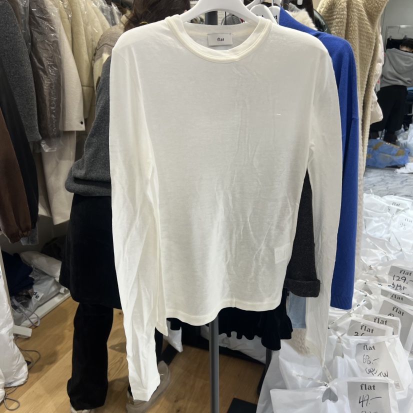 FLAT㊣東大門代購女士新品真品時尚熱賣職業休閑長袖T恤天絲FLAT長袖T恤圖色3