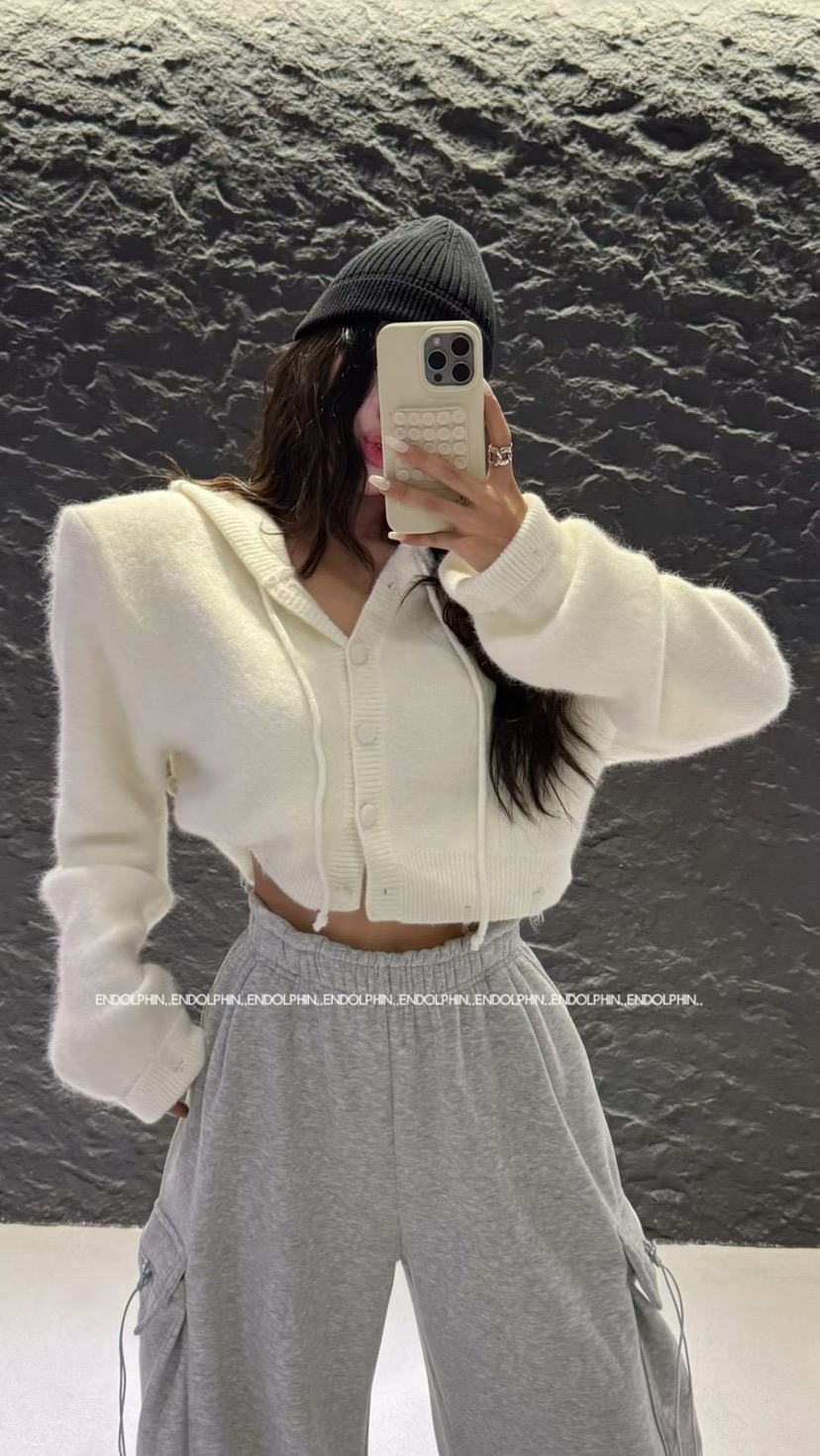 ENDOLPHIN韓國代購㊣女士新品人氣熱賣職業針織衫連帽針織衫ENDOLPHIN針織衫圖色1