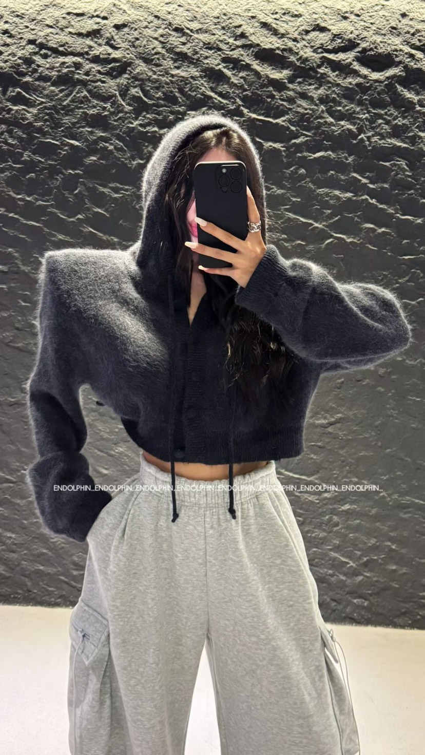 ENDOLPHIN韓國代購㊣女士新品人氣熱賣職業針織衫連帽針織衫ENDOLPHIN針織衫圖色4
