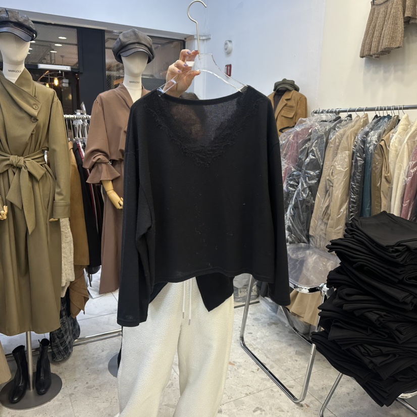 MARIGOLD㊣東大門代購女裝新品真品休閑時尚人氣長袖T恤蕾絲MARIGOLD長袖T恤圖色2