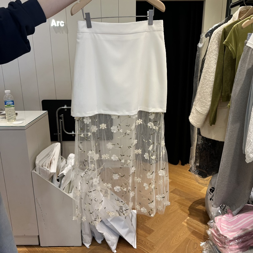 ARC韓國代購㊣女裝新款真品推薦人氣時尚職業休閑長裙刺繡春款ARC EN CIEL長裙圖色1