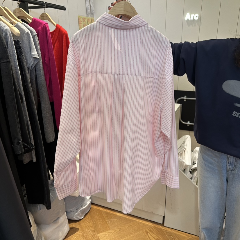 ARC㊣東大門代購女士新品休閑26春夏真品襯衫蕾絲衫春款條紋ARC EN CIEL襯衫/蕾絲衫