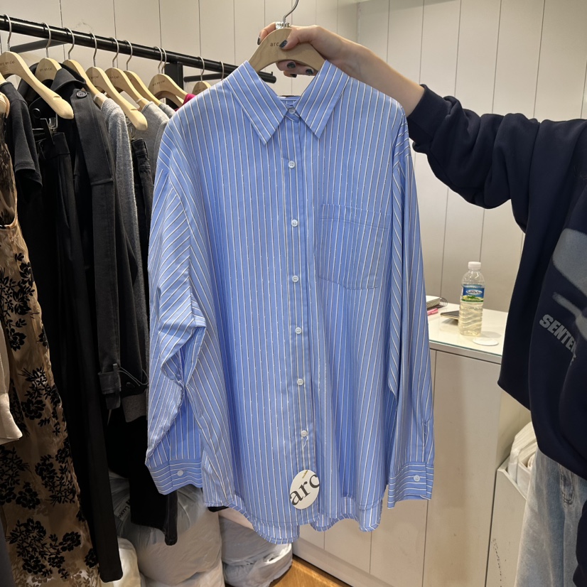 ARC㊣東大門代購女士新品休閑26春夏真品襯衫蕾絲衫春款條紋ARC EN CIEL襯衫/蕾絲衫圖色2