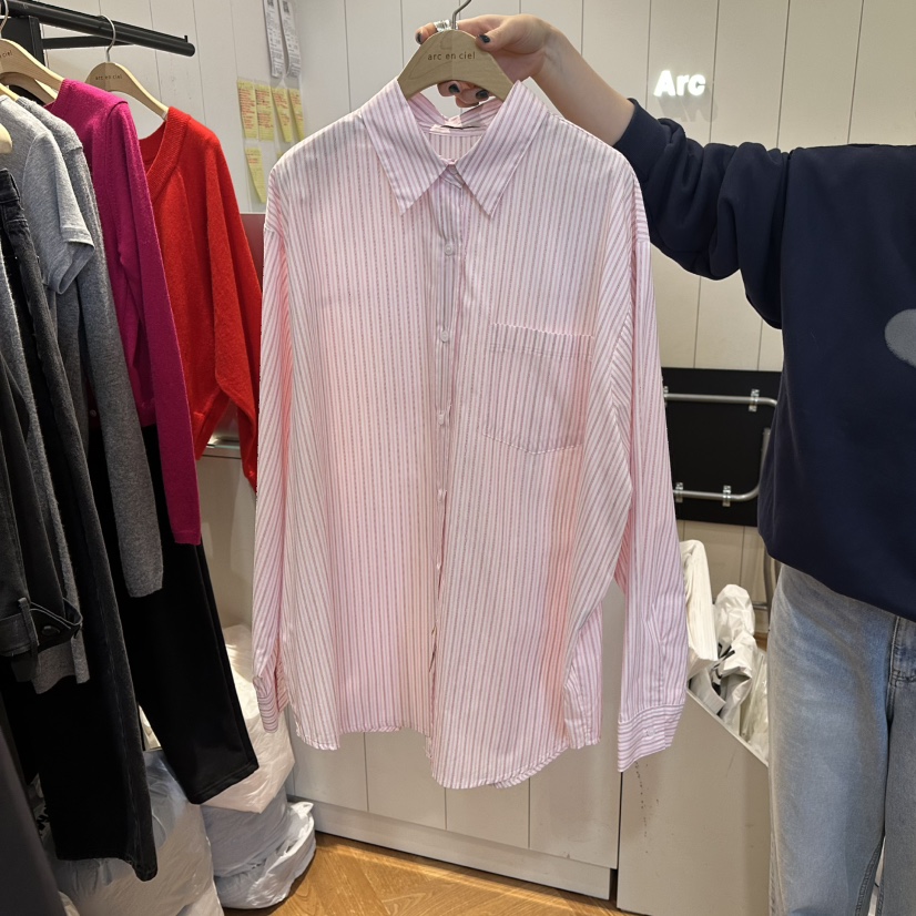 ARC㊣東大門代購女士新品休閑26春夏真品襯衫蕾絲衫春款條紋ARC EN CIEL襯衫/蕾絲衫圖色3