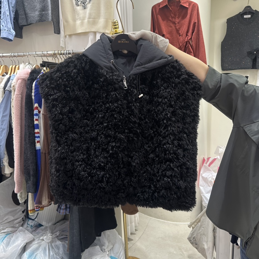 BIKINI韓國代購㊣女裝新款真品職業時尚26春夏馬甲雙面連帽BIKINI馬甲圖色4