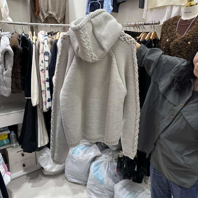 BIKINI東大門直郵㊣女裝新品26春夏毛衣帽子可拆卸保暖套裝連帽BIKINI毛衣