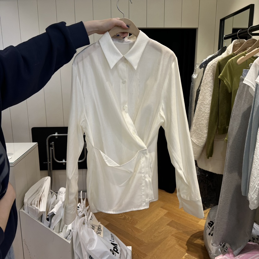 ARC韓國直郵㊣女士新款職業26春夏時尚襯衫蕾絲衫披肩春款絲綢ARC EN CIEL襯衫/蕾絲衫圖色1