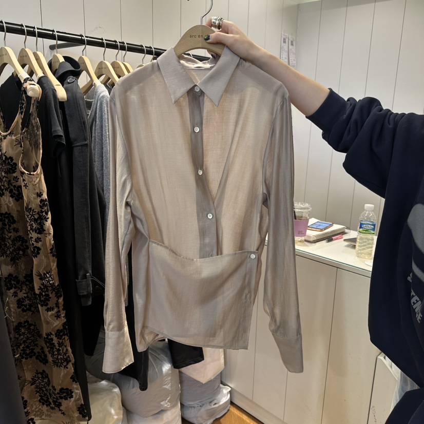 ARC韓國直郵㊣女士新款職業26春夏時尚襯衫蕾絲衫披肩春款絲綢ARC EN CIEL襯衫/蕾絲衫圖色3