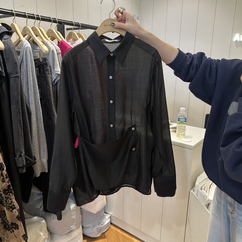 ARC韓國直郵㊣女士新款職業26春夏時尚襯衫蕾絲衫披肩春款絲綢ARC EN CIEL襯衫/蕾絲衫圖色4