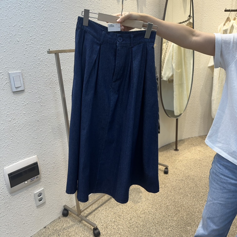 TARA韓國直郵㊣女士新款熱賣時尚休閑真品職業26春夏長裙褶裥TARA長裙圖色3深藍色