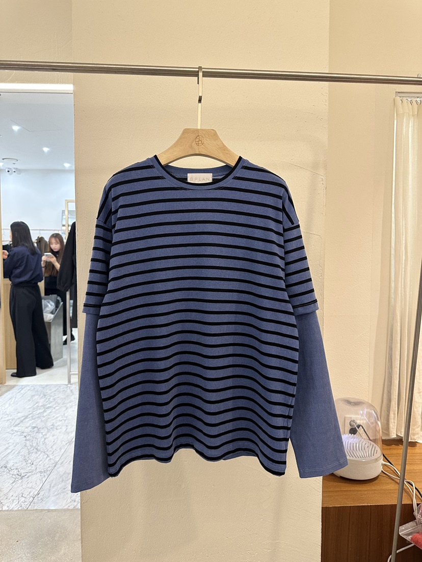 BPLAN東大門直郵㊣女裝新款熱賣休閑時尚長袖T恤假兩件春款BPLAN長袖T恤圖色1