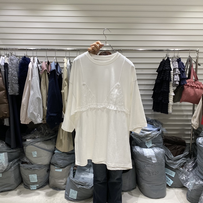 BRICKLANE韓國代購㊣女士新品時尚26春夏T恤荷葉邊春款蕾絲BRICKLANET恤圖色1