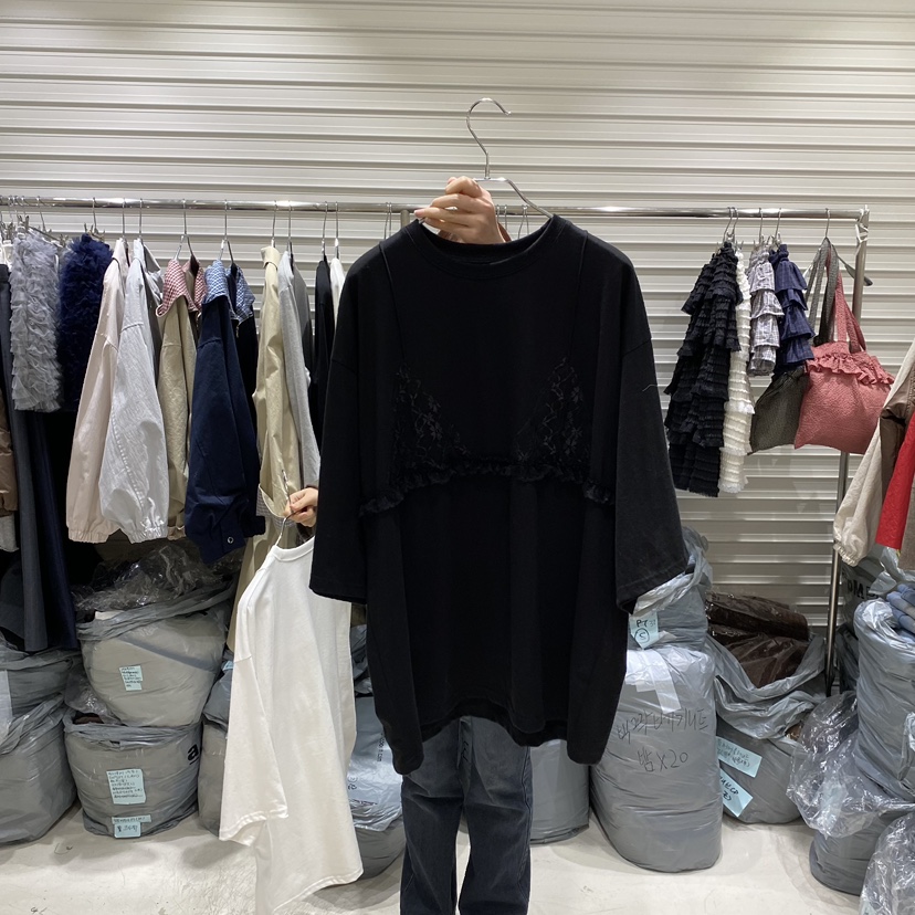 BRICKLANE韓國代購㊣女士新品時尚26春夏T恤荷葉邊春款蕾絲BRICKLANET恤圖色2