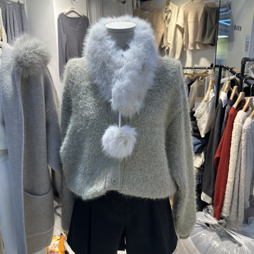 HARU-Q韓國直郵㊣女士新款26春夏時尚真品職業毛衣圍巾開衫HARU-Q毛衣圖色2