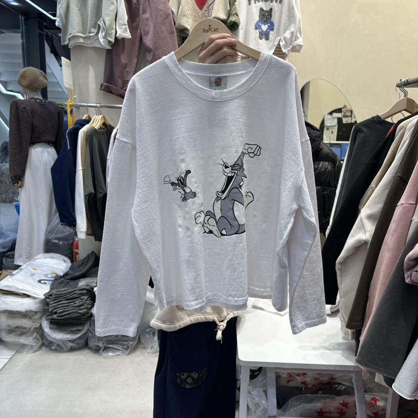 REPLAY㊣東大門實拍女裝新品休閑人氣26春夏真品職業長袖T恤REPLAY長袖T恤圖色1