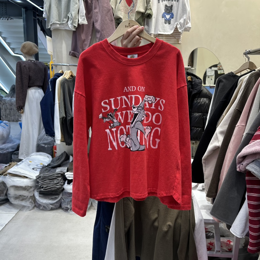 REPLAY㊣東大門實拍女裝新品休閑人氣26春夏真品職業長袖T恤REPLAY長袖T恤圖色2