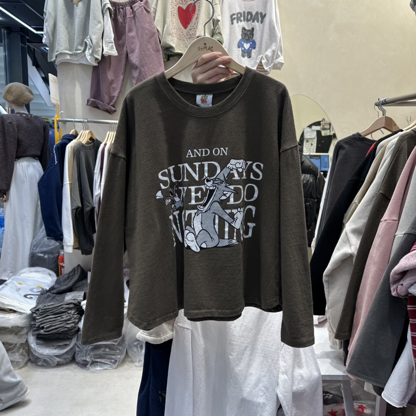 REPLAY㊣東大門實拍女裝新品休閑人氣26春夏真品職業長袖T恤REPLAY長袖T恤圖色3