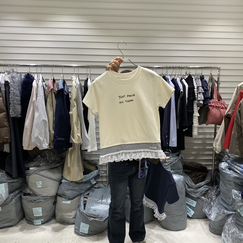 BRICKLANE㊣東大門代購女裝新品時尚職業推薦熱賣T恤春款蕾絲BRICKLANET恤圖色1